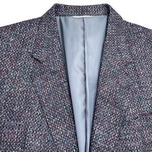 George Lawrence Blazer Men 42 Black Red Wool‎ Tweed Classic Career Jacket VTG